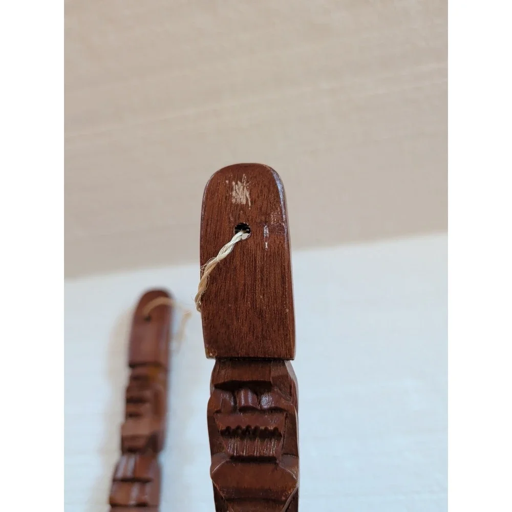 VTG Souvenir Wood Fork & Spoon Carved Tiki Totem Mid Century Decor Kitchen